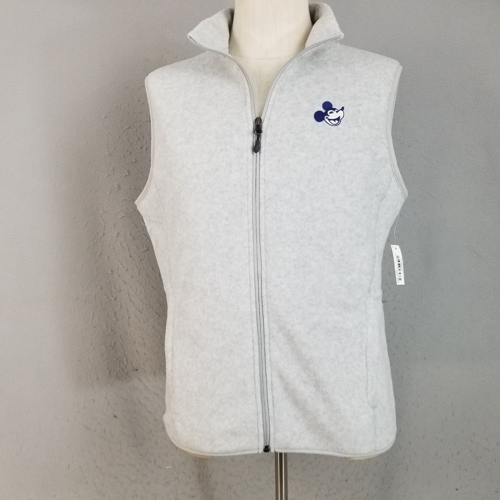 Disney Amazon Essentials Vest Mens M Grey Happy Mickey Fleece Full Zip MAE10007